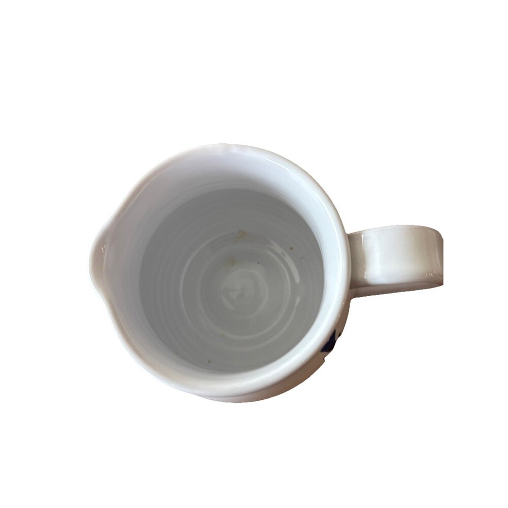 Hand Painted Made In Italy Tulip Flower Pitcher Creamer Vintage 6” White Glaze - Picture 4 of 6